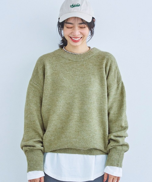 coca（coca）（コカ）の「オーバーサイズチュニックニット（ニット/セーター・レディース・グリーン/チャコールグレー/カーキ/ブルー・M/L）」の3枚目の写真