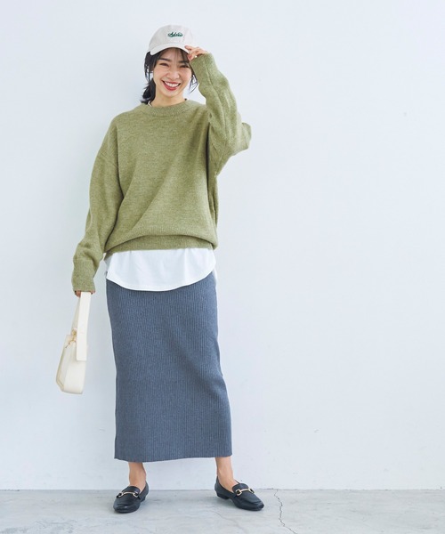 coca（coca）（コカ）の「オーバーサイズチュニックニット（ニット/セーター・レディース・グリーン/チャコールグレー/カーキ/ブルー・M/L）」の17枚目の写真