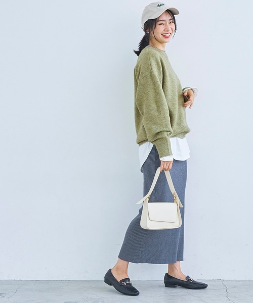 coca（coca）（コカ）の「オーバーサイズチュニックニット（ニット/セーター・レディース・グリーン/チャコールグレー/カーキ/ブルー・M/L）」の18枚目の写真