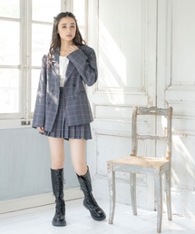 DearMyLoveRose | ジャケット&プリーツミニスカパンチェック柄セットアップ(セットアップ)
