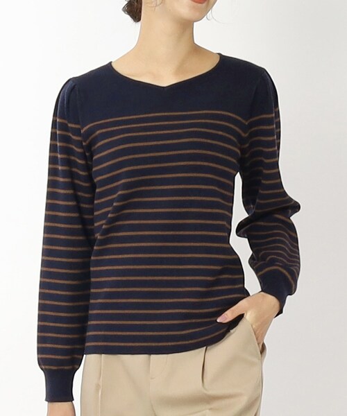 DRESKIP（ドレスキップ）の「◆【洗える】首元柔らかシルエット！ハ－トネックニット（ニット/セーター・レディース・ベージュ/グリーン/ピンク系/ブラック/ホワイト系5/ネイビー系2・02/03/04）」の6枚目の写真