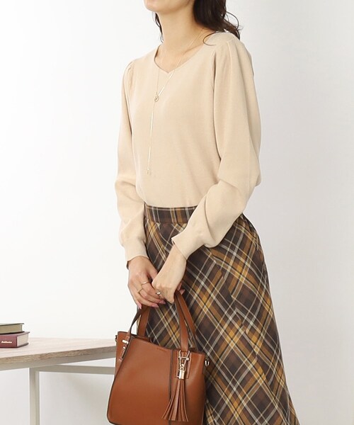 DRESKIP（ドレスキップ）の「◆【洗える】首元柔らかシルエット！ハ－トネックニット（ニット/セーター・レディース・ベージュ/グリーン/ピンク系/ブラック/ホワイト系5/ネイビー系2・02/03/04）」の4枚目の写真