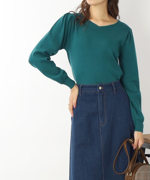 DRESKIP（ドレスキップ）の「◆【洗える】首元柔らかシルエット！ハ－トネックニット（ニット/セーター・レディース・ベージュ/グリーン/ピンク系/ブラック/ホワイト系5/ネイビー系2・02/03/04）」の5枚目の写真