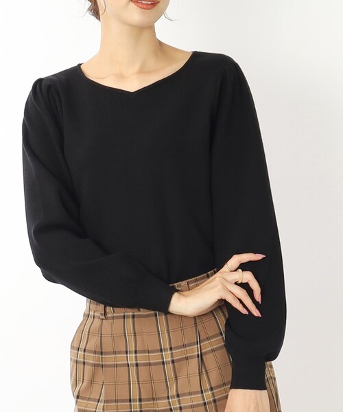 DRESKIP（ドレスキップ）の「◆【洗える】首元柔らかシルエット！ハ－トネックニット（ニット/セーター・レディース・ベージュ/グリーン/ピンク系/ブラック/ホワイト系5/ネイビー系2・02/03/04）」の3枚目の写真