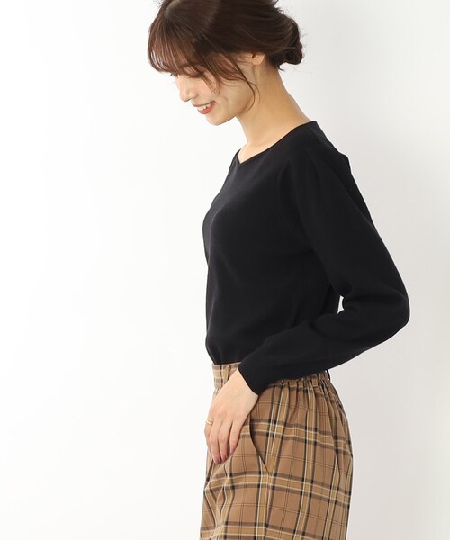 DRESKIP（ドレスキップ）の「◆【洗える】首元柔らかシルエット！ハ－トネックニット（ニット/セーター・レディース・ベージュ/グリーン/ピンク系/ブラック/ホワイト系5/ネイビー系2・02/03/04）」の16枚目の写真