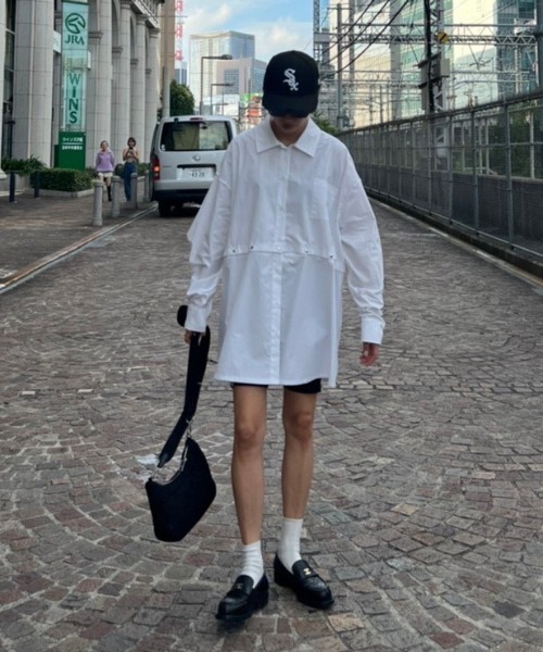 AMAIL（アマイル）の「Chameleon over shirt（シャツ/ブラウス・レディース・ホワイト/ブラック/ラベンダー・FREE）」の4枚目の写真