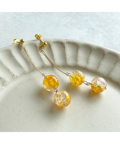 tone(トーン)の「【-lensa-】クラッシュビーズでゆらゆらピアス(イエロー)(MA)(ピアス(両耳用)・レディース・ゴールド・FREE)」の6枚目の写真