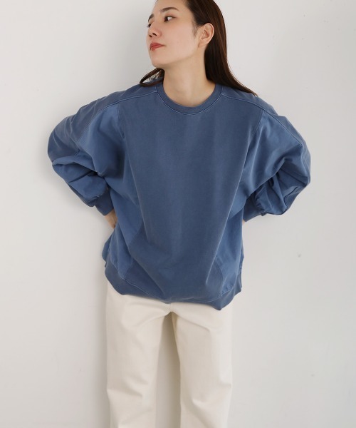 LUPILIEN(ルピリアン)の「ピグメント加工異素材切替トップス(Tシャツ/カットソー・レディース・オレンジ/ネイビー/アイボリー・FREE)」の13枚目の写真