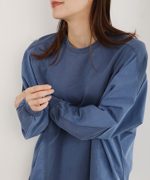 LUPILIEN(ルピリアン)の「ピグメント加工異素材切替トップス(Tシャツ/カットソー・レディース・オレンジ/ネイビー/アイボリー・FREE)」の22枚目の写真