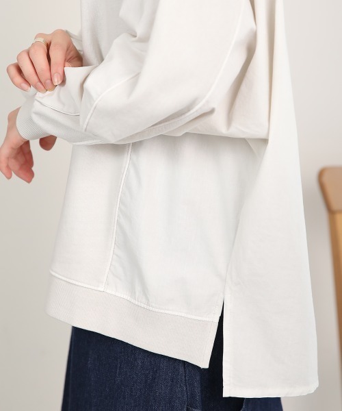 LUPILIEN(ルピリアン)の「ピグメント加工異素材切替トップス(Tシャツ/カットソー・レディース・オレンジ/ネイビー/アイボリー・FREE)」の15枚目の写真