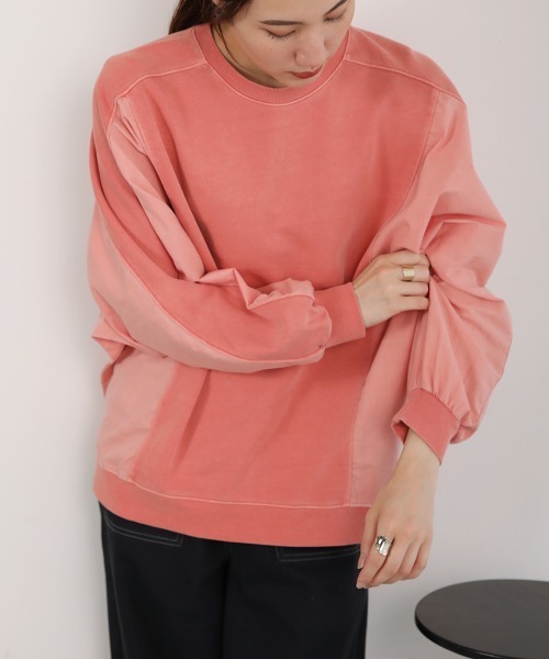 LUPILIEN(ルピリアン)の「ピグメント加工異素材切替トップス(Tシャツ/カットソー・レディース・オレンジ/ネイビー/アイボリー・FREE)」の17枚目の写真