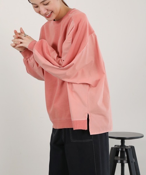 LUPILIEN(ルピリアン)の「ピグメント加工異素材切替トップス(Tシャツ/カットソー・レディース・オレンジ/ネイビー/アイボリー・FREE)」の18枚目の写真