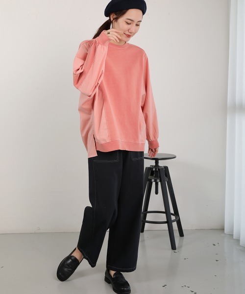 LUPILIEN(ルピリアン)の「ピグメント加工異素材切替トップス(Tシャツ/カットソー・レディース・オレンジ/ネイビー/アイボリー・FREE)」の19枚目の写真