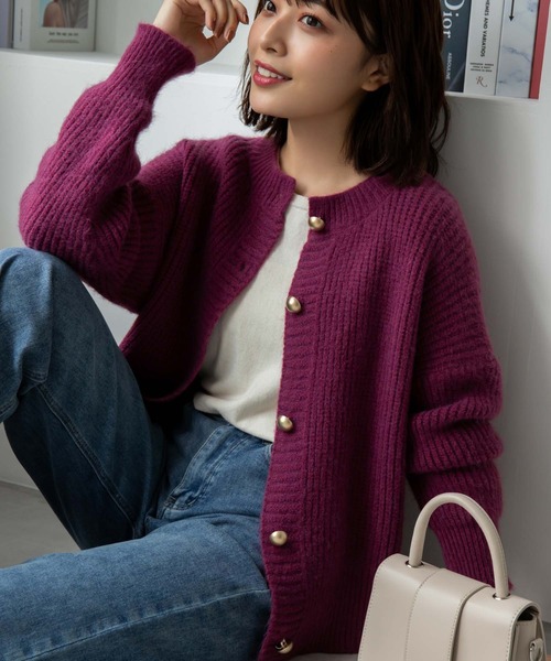 Edit Sheen（エディットシーン）の「金ボタン畔編みニットカーディガン（カーディガン/ボレロ・レディース・ホワイト/ベージュ/カーキ/ピンク系その他/ブラック・M）」の14枚目の写真