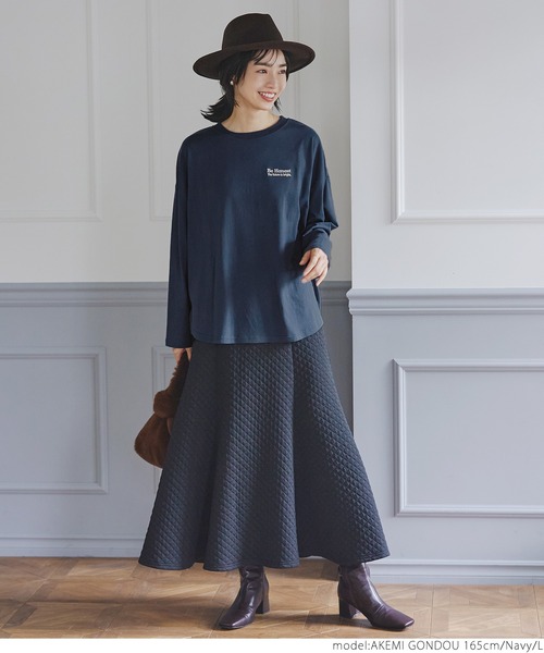 coca（coca）（コカ）の「ワンポイント刺繍ロングTシャツ（Tシャツ/カットソー・レディース・ネイビー/グリーン・M/L）」の3枚目の写真