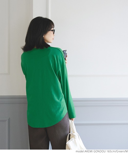 coca（coca）（コカ）の「ワンポイント刺繍ロングTシャツ（Tシャツ/カットソー・レディース・ネイビー/グリーン・M/L）」の11枚目の写真