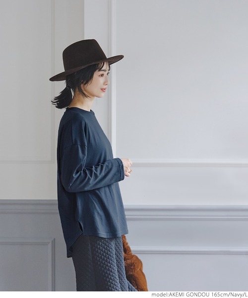 coca（coca）（コカ）の「ワンポイント刺繍ロングTシャツ（Tシャツ/カットソー・レディース・ネイビー/グリーン・M/L）」の5枚目の写真
