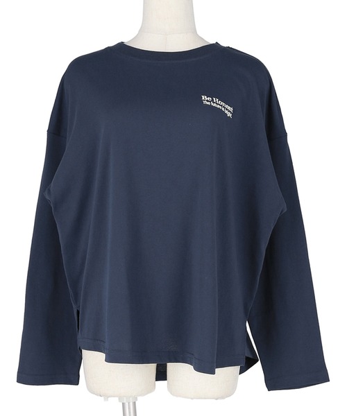 coca（coca）（コカ）の「ワンポイント刺繍ロングTシャツ（Tシャツ/カットソー・レディース・ネイビー/グリーン・M/L）」の14枚目の写真