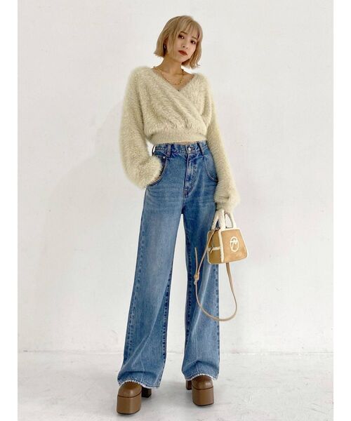 EMODA(エモダ)の「ロゴフェイクムートンバッグ(ハンドバッグ・レディース・ベージュ/ブラック・FREE)」の10枚目の写真