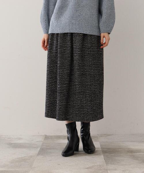 DRESKIP（ドレスキップ）の「◆ツイード風 アソートワイドリブスカート（スカート・レディース・ブラック系1/ブラック系3/ネイビー系1/イエロー系9・00）」の2枚目の写真