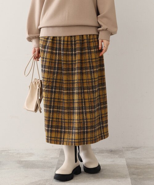 DRESKIP（ドレスキップ）の「◆ツイード風 アソートワイドリブスカート（スカート・レディース・ブラック系1/ブラック系3/ネイビー系1/イエロー系9・00）」の4枚目の写真