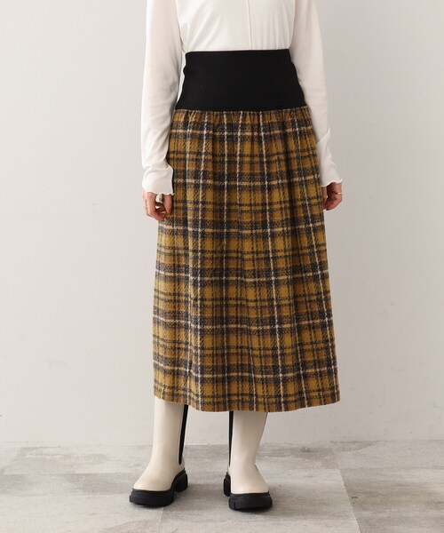 DRESKIP（ドレスキップ）の「◆ツイード風 アソートワイドリブスカート（スカート・レディース・ブラック系1/ブラック系3/ネイビー系1/イエロー系9・00）」の5枚目の写真