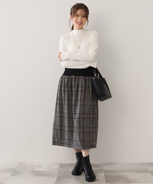 DRESKIP（ドレスキップ）の「◆ツイード風 アソートワイドリブスカート（スカート・レディース・ブラック系1/ブラック系3/ネイビー系1/イエロー系9・00）」の7枚目の写真