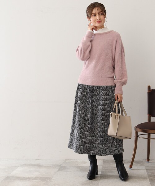 DRESKIP（ドレスキップ）の「◆ツイード風 アソートワイドリブスカート（スカート・レディース・ブラック系1/ブラック系3/ネイビー系1/イエロー系9・00）」の13枚目の写真