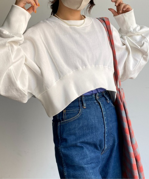 CPCM（シーピーシーエム）の「スーパーショート丈裏毛プルオーバー（スウェット・レディース・ブラック/オフホワイト/グリーン・FREE）」の14枚目の写真