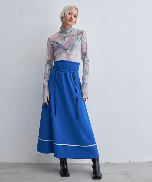 casane（カサネ）の「フロントドロストスカート（スカート・レディース・ブルー/ブラック・1/2）」の14枚目の写真