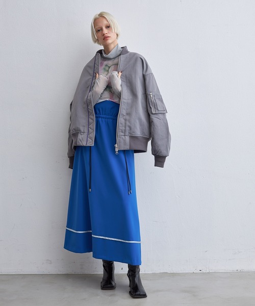 casane（カサネ）の「フロントドロストスカート（スカート・レディース・ブルー/ブラック・1/2）」の15枚目の写真