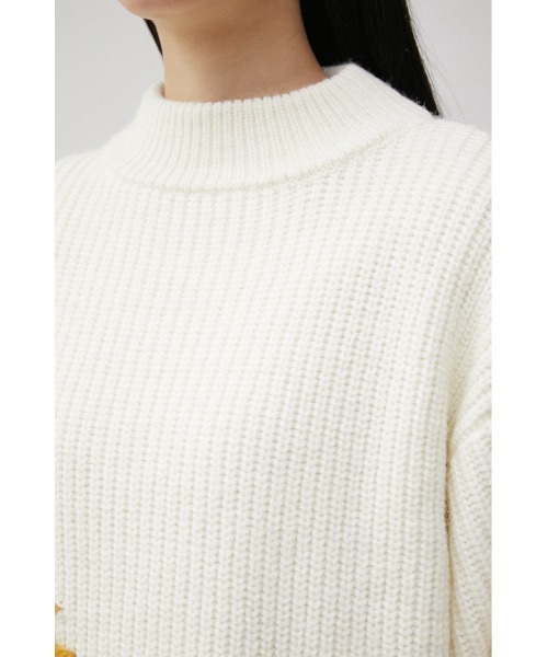 AZUL by moussy(アズールバイマウジー)の「HAND STITCH SHORT KNIT TOPS/ハンドステッチショートニットトップス(ニット/セーター・レディース・ブラック/ダークグリーン/オフホワイト・FREE)」の10枚目の写真