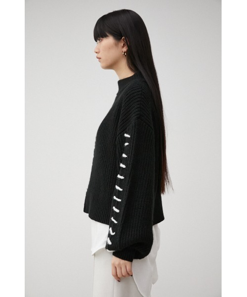 AZUL by moussy(アズールバイマウジー)の「HAND STITCH SHORT KNIT TOPS/ハンドステッチショートニットトップス(ニット/セーター・レディース・ブラック/ダークグリーン/オフホワイト・FREE)」の17枚目の写真