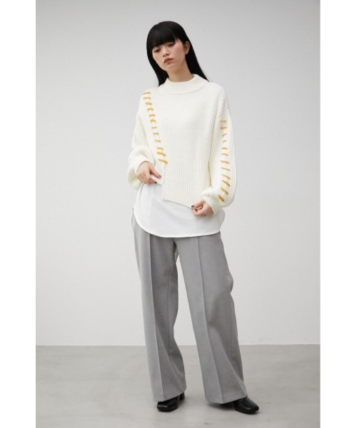 AZUL by moussy(アズールバイマウジー)の「HAND STITCH SHORT KNIT TOPS/ハンドステッチショートニットトップス(ニット/セーター・レディース・ブラック/ダークグリーン/オフホワイト・FREE)」の6枚目の写真