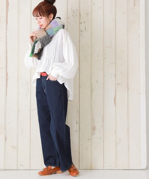 osharewalker（オシャレウォーカー）の「『チェック柄ネップヤーンリサイクルストール』（ストール/ショール・レディース・グリーン/イエロー・FREE）」の8枚目の写真