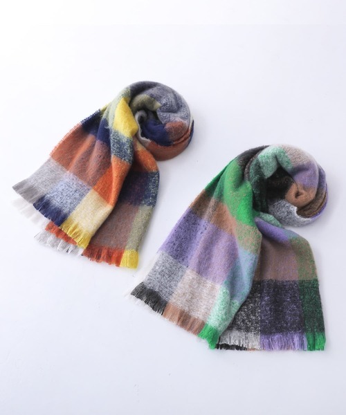 osharewalker（オシャレウォーカー）の「『チェック柄ネップヤーンリサイクルストール』（ストール/ショール・レディース・グリーン/イエロー・FREE）」の11枚目の写真