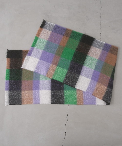 osharewalker（オシャレウォーカー）の「『チェック柄ネップヤーンリサイクルストール』（ストール/ショール・レディース・グリーン/イエロー・FREE）」の13枚目の写真