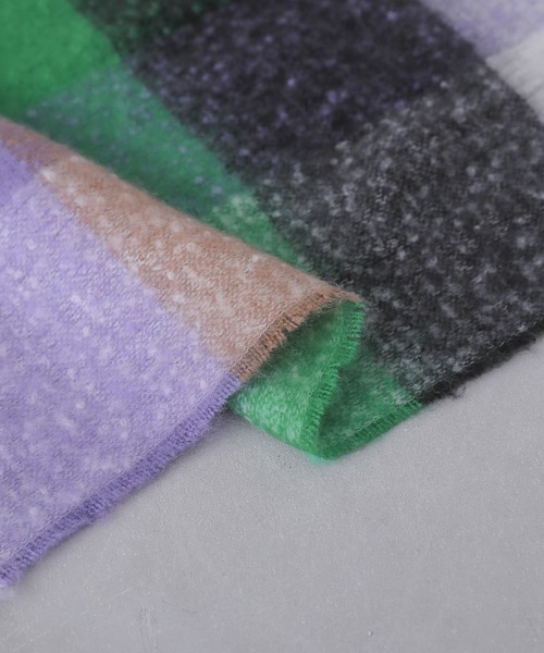 osharewalker（オシャレウォーカー）の「『チェック柄ネップヤーンリサイクルストール』（ストール/ショール・レディース・グリーン/イエロー・FREE）」の14枚目の写真