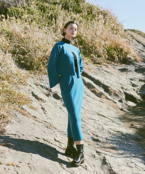 Happy John(ハッピージョン)の「2way open knit tops/2wayオープンニットトップス(ニット/セーター・レディース・ブルー/ブラック・FREE)」の6枚目の写真