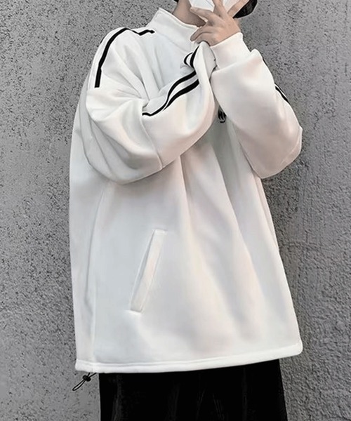 Anchor Smith（アンカー スミス）の「オーバーサイズハーフジップ サイドライン 裏起毛プルオーバースウェット（スウェット・メンズ・ホワイト/ブラック・M/L）」の18枚目の写真