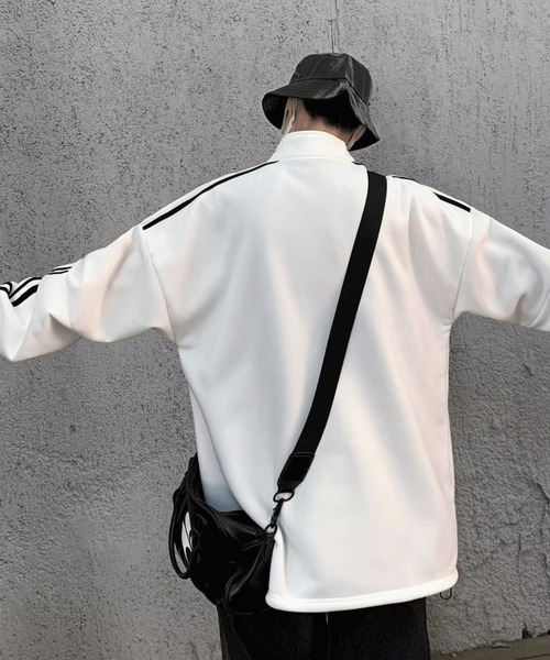 Anchor Smith（アンカー スミス）の「オーバーサイズハーフジップ サイドライン 裏起毛プルオーバースウェット（スウェット・メンズ・ホワイト/ブラック・M/L）」の21枚目の写真