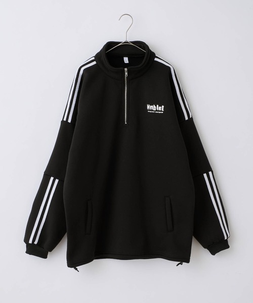 Anchor Smith（アンカー スミス）の「オーバーサイズハーフジップ サイドライン 裏起毛プルオーバースウェット（スウェット・メンズ・ホワイト/ブラック・M/L）」の9枚目の写真