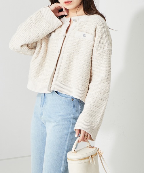 CHANEL ココ カーディガン ボレロ ショート丈 クロップド 424038 Chico（チコ）の「ショート丈リブボレロカーディガン+キャミSET
