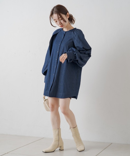 Kastane（カスタネ）の「【2023SSアイテム】ケープスリーブデニムブラウス（シャツ/ブラウス・レディース・ブルー・FREE）」の4枚目の写真