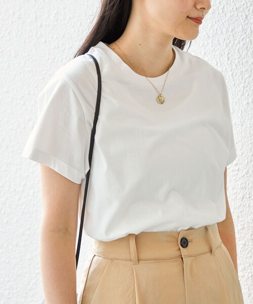 SHIPS(シップス)の「オーガニック コットン TEE(Tシャツ/カットソー・レディース・オフホワイト/ライトブルー/ダークグレー/ベージュ・ONE SIZE)」の1枚目の写真