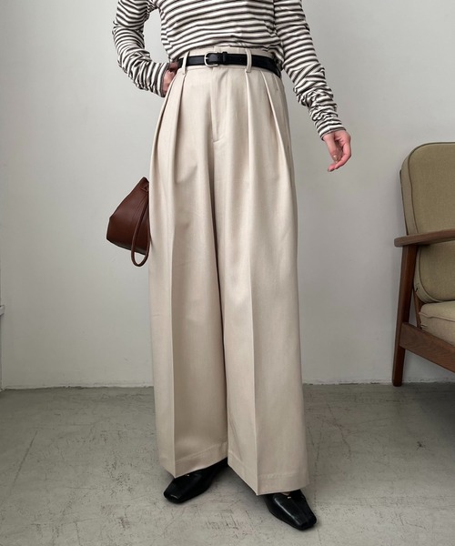 CAPRICIEUX LE'MAGE（カプリシューレマージュ）の「【累計2万本！】【LE'MAGE×gemeilコラボ】2タックワイドパンツ（その他パンツ・レディース・ブラック/ホワイト系その他/ピンク/ブルー/ライム/ベージュ/ブラウン/グレー/ベージュ系その他/レッド/ダークブラウン/ベージュ系その他3/グレー系その他/ブラウン系その他2/アイボリー/モカ/ブラック系その他2/ライトベージュ・36/38/MT/PS）」の13枚目の写真