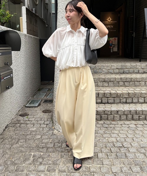 累計3万本!新色イエロー・チャコールグレー】2タックワイドパンツ 累計3万本!新色イエロー・チャコールグレー】2タックワイドパンツ