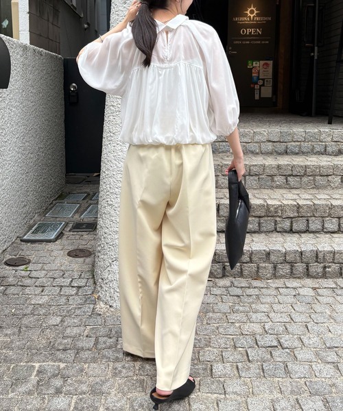 累計3万本！新色イエロー・チャコールグレー】2タックワイドパンツ