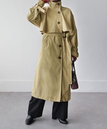Chillfar | ウエストベルト・胸ヨーク付きスタンドカラーコート(トレンチコート)