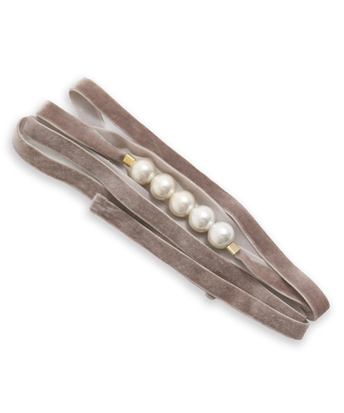 Dita（ディータ）の「ゆかた姿を引き立てる。ベロアパール飾り紐【W】（和装小物・レディース・スモークピンク/アイボリー/ブラック/グレー/ミント/ワインレッド・FREE）」の5枚目の写真